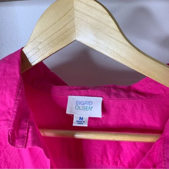 Sigrid Olsen Bright Pink Button-Up Shirt M - Picture 3 of 5